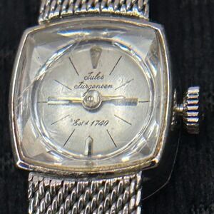 Vintage Jules Jurgensen 10K Gold‎ Filled Women Mesh Watch Faceted Crystal Tested